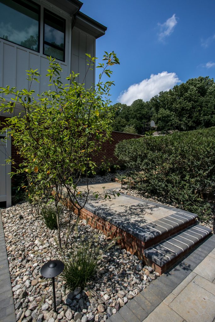 patio steps and landscaping