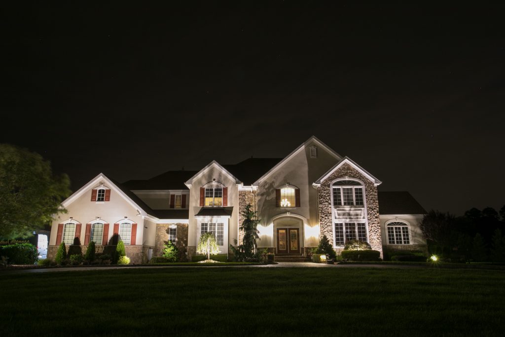 landscape lights on house